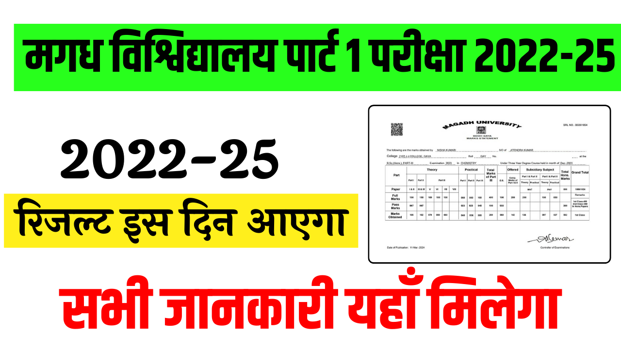 Magadh University Part 1 Result 2022-25